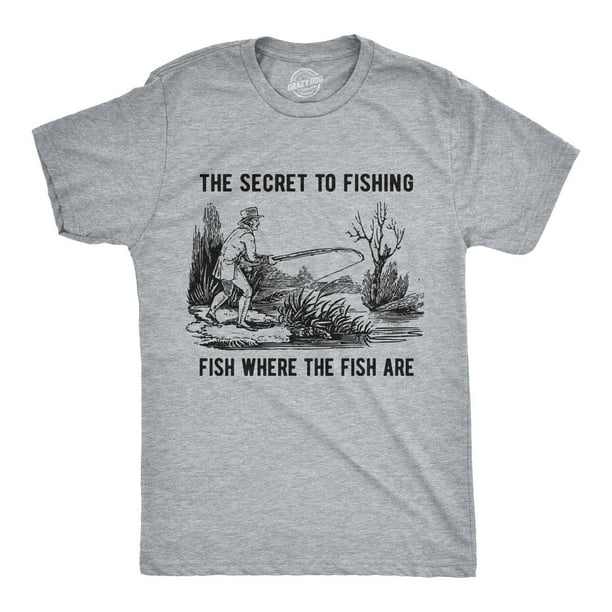 Mens The Secret To Fishing Tshirt Funny Fathers Day Fisherman Tee Heather Grey Mens The Secret To Fishing Tshirt Funny Fathers Day Fisherman Tee Heather Grey
